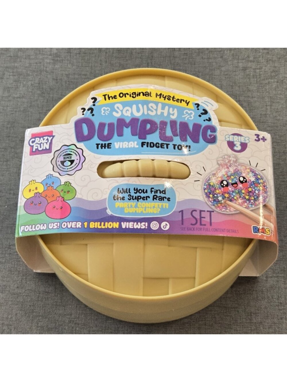Crazy Fun RMS Squishy Dumpling Series 3 Mystery Fidget Toy Party Confetti